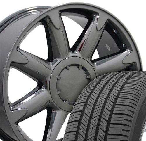 Denali Style Wheels and Tires Fits GMC - Black Chrome 20x8.5 Set of 4 Tire & Wheel Assemblies OE Wheels / Wheel1x 9471558