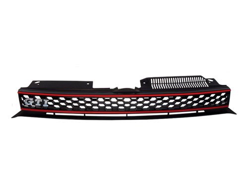 10-12 VW GOLF/GTI MK6 10-12 VW GOLF/GTI MK6 EURO BADGELESS HEX MESH GRILLE BLACK WITH RED TRIM Moldings CSP MK6BLK+GJSW