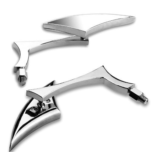 Motorcycle Handle Bar End Convex Blindsight Rearview Multi Angle Adjustable Chrome Plated Billet Aluminum Outside Rearview Side View Mirrors Universal Fit For Yamaha Virago XV400 XV535 XV750 DragStar 650 XVS650 Road Start Midnight Silverado Mirrors Meizhoushi MZS304-MTP13_09_M083
