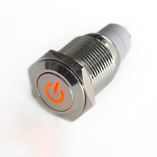 New 12V Led Light Silver Metal Stainless Steel Switch Power Push Button Switch Orange Interior Light Bestfavor 003CP-32
