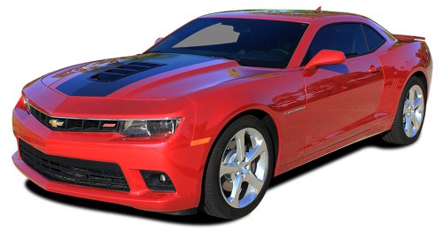 SINGLE STRIPE 2 : 2014 2015 Chevy Camaro Wide Center Snake Style Vinyl Graphic Decal Stripes (FITS V6 LS LT RS MODELS WITHOUT FACTORY SPOILER) (Color-3M 02 Gloss Black) Decals MoProAuto Pro Design Series PDS243702