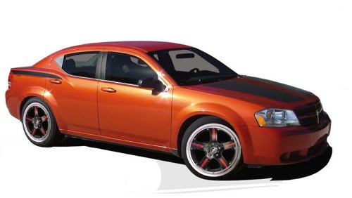 AVENGED : 2008-2014 Dodge Avenger Split Hood / Quarter Panel / Trunk Vinyl Graphic Decal Stripes (FITS SE SXT RT ALL MODELS) (Color-3M 5095 Matte Black) Decals MoProAuto Pro Design Series PDS1303045095