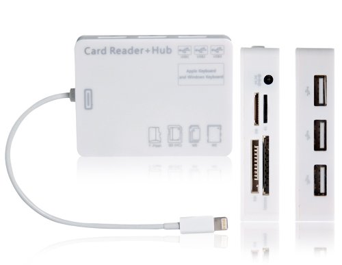 Sky Buddy Card Reader + Hub Lightning 8-Pin Connection Kit for iPad Air, iPad 4, iPad Mini 2, iPad Mini (White) Body Sky Buddy