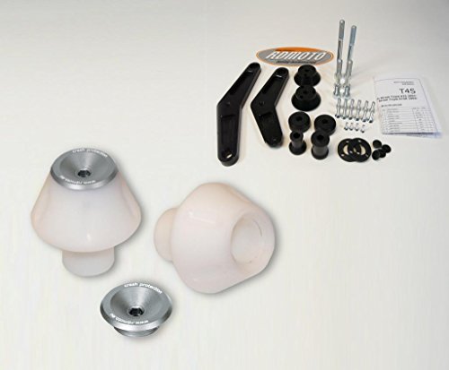 ApriliaTuono 2006-2010 RD Moto Crash Frame Sliders Protectors With Full Mounting Kit PHV2 Wht/Sil Frame Guards IRC A3-PHV2W-S