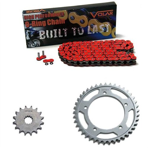 1994-2010 Suzuki GS500 O-Ring Chain and Sprocket Kit - Red Chain & Sprocket Kits Volar Motorsport, Inc JTF516-16+JTR823-39+520x110-Oring-Red-1