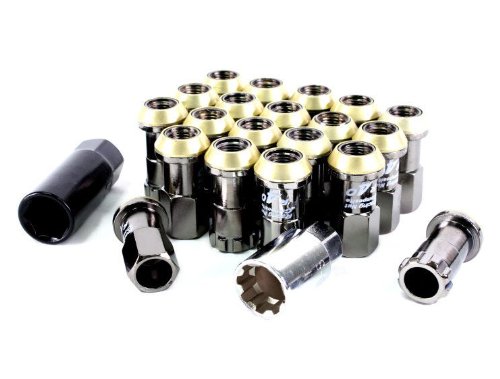 High Quality Auto Parts 20PCS JDM Racing Wheel R40 Chrome Titanium Coating Lug Nuts Lock Set 1.5 X M12 Wheel Locks LIN LIN301-CAW13-10-A055