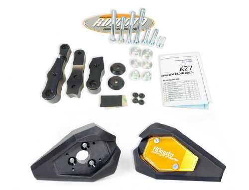 KTM Duke 200 2012-2014 RD Moto Crash Frame Sliders Protectors With Full Mounting Kit SL01 Blk/Gld Frame Guards IRC KTM3S-SL01K-G.2