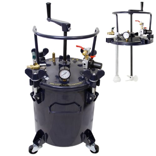 Commercial 5 Gallon (20 Liters) Spray Paint Pressure Pot Tank with Manual Mixing Agitator Paint Guns TCP Global TCP PT8361