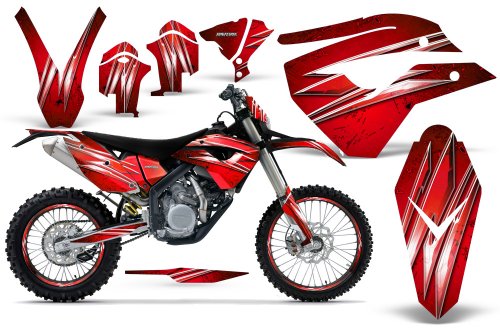 CreatorX Husaberg Fe 390/450/570 Graphics Kit Decals Stickers Cold Fusion Red Incl. Number Plate & Rim Graphics Decals CREATORX CXAMZ001909