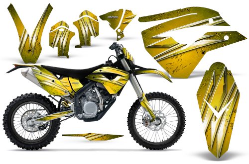 CreatorX Husaberg Fe 390/450/570 Graphics Kit Decals Stickers Cold Fusion Yellow Incl. Number Plate Graphics Decals CREATORX CXAMZ001917