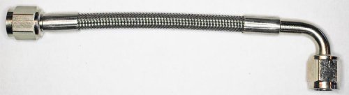 Hose Assembly -04 PTFE (Teflon®) -04 ST. By -04 90° Elbow. By 26 All Stainless Steel Ends No Cover Flex GRAYSTONE AT0-0002-04-026SS