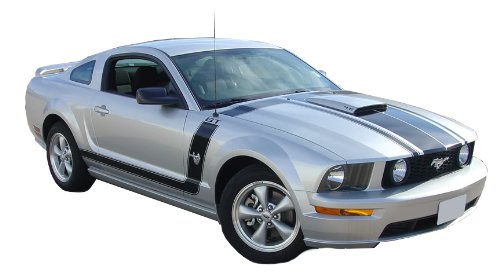 FASTBACK 2 NS : 2005-2009 Ford Mustang BOSS Style Hood Side Door Vinyl Graphic Decal Stripes (Fits All Models WITHOUT Factory Hood Scoop) (Color-3M 41 Azure Blue Metallic) Decals MoProAuto Pro Design Series PDS146041