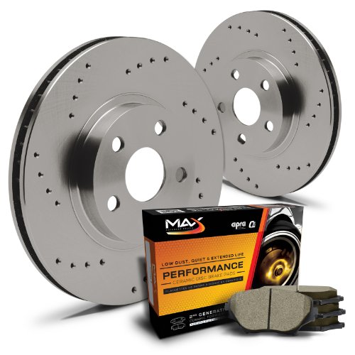 Max KT006131 Front Premium Cross-Drilled Rotors and Ceramic Pads Combo Brake Kit Brake Kits Max Advanced Brakes KT006131