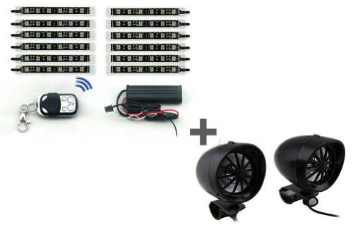 12PCS RGB LED Motorcycle Light Kit Remote Control Million Colors+Black 3 Harley Speaker Amplifier & Bluetooth LED & Neon Lights LEXINMOTO LEXINMOTO