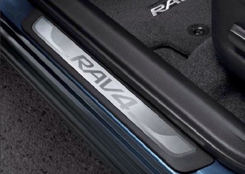 2013-2014 TOYOTA RAV4 BRUSHED STAINLESS STEEL DOOR SILL PROTECTORS Door Entry Guard Toyota PU060-42141-P1