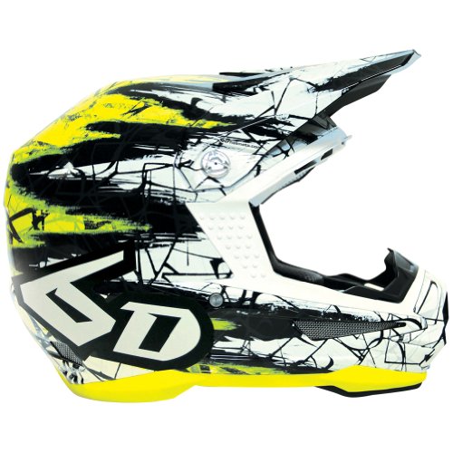 6D Chaos Graphic Men's ATR-1 F35 MotoX Motorcycle Helmet - Yellow / Small Helmets 6D 10-0765