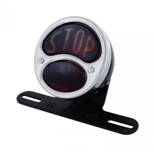 Black Bobber Chopper STOP DUO Lamp Tail Light W/Bracket Tail Lights United Pacific 20337