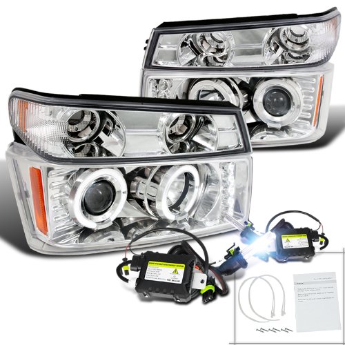 Colorado Canyon Chrome Halo Projector Headlights+Corner Lamps+H1 6000K HID Headlight Bulbs Spec-D Tuning H16-2LCLHPCOL04HTM