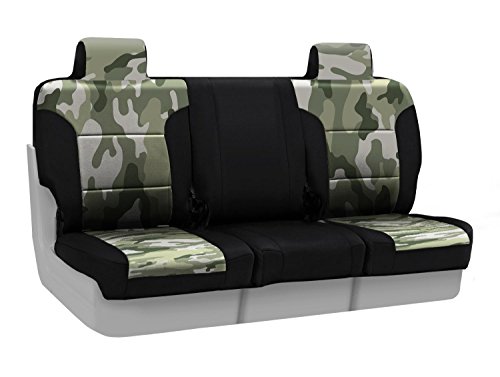 Coverking Front 40/20/40 Custom Fit Seat Cover for Select Isuzu NPR/NQR Models - Neosupreme (Traditional Jungle Camo with Black Sides) Accessories Coverking CSC2PD11IS7034