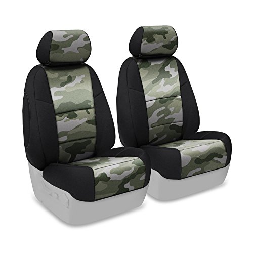 Coverking Front 50/50 Bucket Custom Fit Seat Cover for Select Jeep Liberty Models - Neosupreme (Traditional Jungle Camo with Black Sides) Accessories Coverking CSC2PD11JP7232