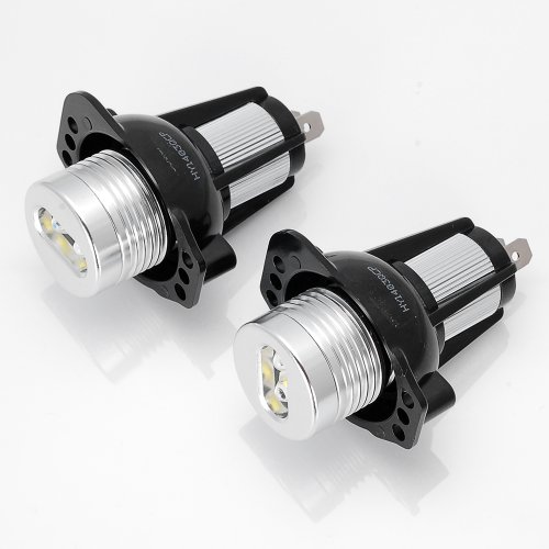 2x 7000K Xenon White Aluminum High Power 6W Angel Eyes Halo Ring LED Marker Light Bulb For 06-08 BMW E90 Sedan E91 Wagon 3 Series Marker Lights Astra Depot A08-006-AAA-1