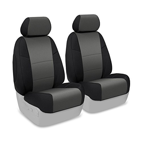 Coverking Front 50/50 Bucket Custom Fit Seat Cover for Select Ford Fiesta Models - Neoprene (Charcoal with Black Sides) Accessories Coverking CSCF12FD9712