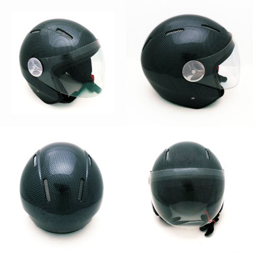 Motorcycle Scooter Open Face Helmet PILOT Flip Up Visor DOT - Carbon Fiber MEDIUM Helmets MMG TSPD51_CF_M