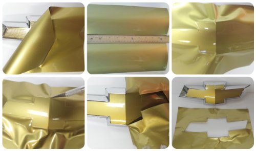 Auto Wrap Vinyl Sheets (2) - You-Cut your own Gold Decal (Overlays) for Chevy Bowtie Grill Emblem (Badge) - 11 x 4 vinyls & Instructions included Emblems Downard Automotive 2SHEETS