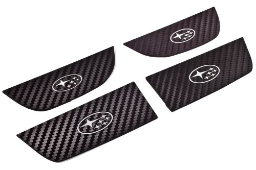 2014 Subaru Forester Carbon Fiber Door Pull Inserts, CF Aluminum/Black, Subaru Emblem Cup Holders Diode Dynamics ACFdopu-2911-albk-subl