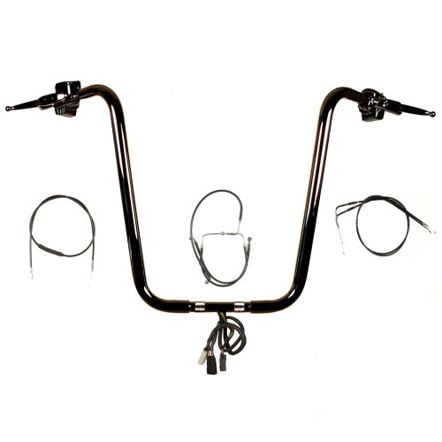 Hill County Customs 1 1/4 BBlack 20 Ape Hangers Kit for 2007 Harley-Davidson Road King, No Cruise - CP-HC-11420GBB-RK07 Handlebars Hill Country Customs CP-11420GBB-RK07