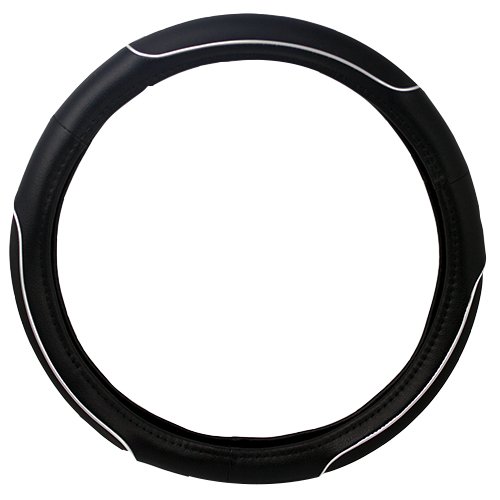 ZYY 57-1803 - Universal Steering Wheel Cover Leather Wrap Car SUV Truck Van Sport - Black and White Steering Accessories ZYY 57-1803