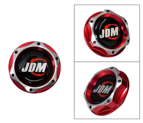 Engine Oil Cap - Honda/Acura/Nissan 2 Tone Chrome/Red Gas Caps IKON MOTORSPORTS OC-010-2RD