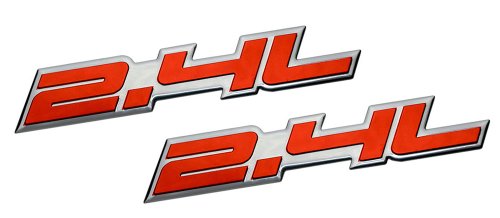 2 x (pair/Set) 2.4L Liter Embossed RED on Highly Polished Silver Real Aluminum Auto Emblem Badge Nameplate for Saturn Sky Buick Regal Lacrosse CXL Pontiac Solstice Grand AM Sunfire GT Chrysler 200 PT Cruiser Sebring Chevrolet Malibu Equinox LT HHR Cobalt Cavalier Captiva GMC Terrain SLE Dodge Dart Avenger Caliber Caravan Journey SXT Express Stratus NEON SRT4 Jeep Compass Latitude Patriot Sport Wrangler Liberty Cherokee SUV Sport Utility sedan coupe FWD AWD 4WD 2dr 3dr 4dr hatchback Decals ERPART 106-ERPEMB393RD