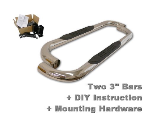 TYGER Custom Fit 99-Up Silverado/Sierra Regular Cab Stainless Steel 3 Side Step Nerf Bars Running Boards(2pcs with Mounting Bracket Kit) Body Tyger Auto TG-NB3C2039S