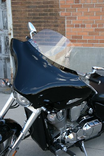 Willie & Max Batwing Motorcycle Fairing, Ready to Install includes the inner fairing, outer fairing, 9 clear windshield and model specific durable steel mounting hardware (mounts to existing mounting points), Gloss Black, fits Honda VTX1800 models Fairing Kits Willie & Max Saddlebags 59802-13