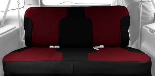 CalTrend Rear Row Solid Bench Custom Fit Seat Cover for Select Ford Aerostar Models - I Can't Believe It's Not Leather (Red Insert with Black Trim) Accessories CalTrend FD154-02LB