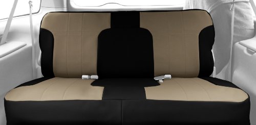 CalTrend Middle Row Solid Bench Custom Fit Seat Cover for Select Ford Aerostar Models - I Can't Believe It's Not Leather (Sandstone Insert with Black Trim) Accessories CalTrend FD155-05LB