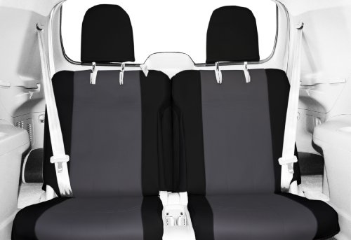 CalTrend Rear Row 50/50 Split Bench Custom Fit Seat Cover for Select Ford Flex Models - I Can't Believe It's Not Leather (Charcoal Insert with Black Trim) Accessories CalTrend FD406-03LB