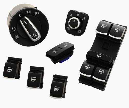 Aborn New Chrome Headlight Window Mirror Switches Fit Vw Jetta Golf Mk5 Rabbit 7pcs Headlight Assemblies Aborn 3C8 941 431 C