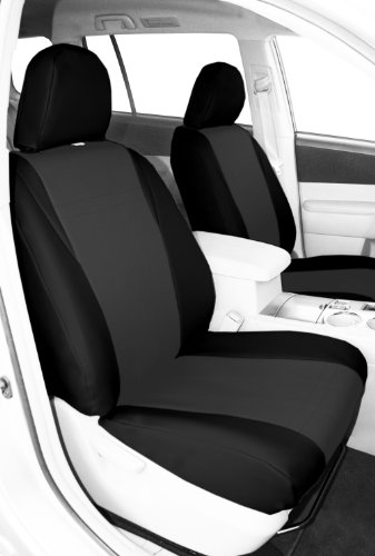 CalTrend Front Row Bucket Custom Fit Seat Cover for Select Honda Fit Models - I Can't Believe It's Not Leather (Charcoal Insert with Black Trim) Accessories CalTrend HD384-03LB