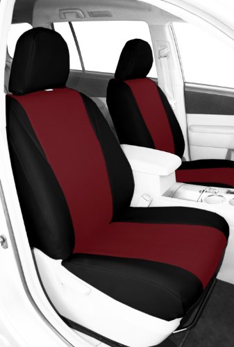 CalTrend Front Row Bucket Custom Fit Seat Cover for Select Ford/Mercury Models - I Can't Believe It's Not Leather (Red Insert with Black Trim) Accessories CalTrend FD203-02LB