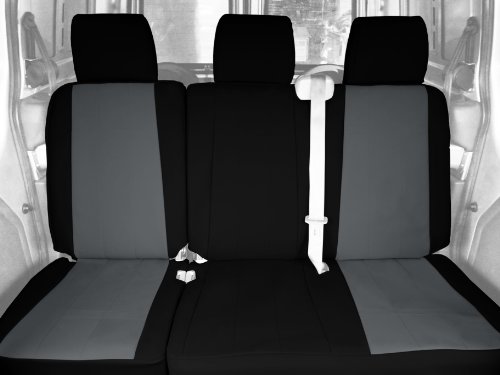 CalTrend Rear Row 60/40 Split Back and Solid Cushion Custom Fit Seat Cover for Select Ford Fusion/Mercury Milan Models - I Can't Believe It's Not Leather (Light Grey Insert with Black Trim) Accessories CalTrend FD363-08LB