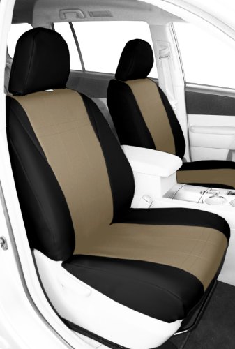 CalTrend Front Row Bucket Custom Fit Seat Cover for Select Jeep Liberty Models - I Can't Believe It's Not Leather (Sandstone Insert with Black Trim) Accessories CalTrend JP134-05LB