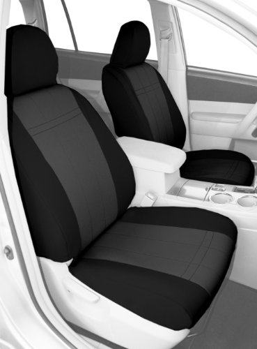 CalTrend Front Row Bucket Custom Fit Seat Cover for Select Ford F-250/F-350 Models - Neoprene (Charcoal Insert with Black Trim) Accessories CalTrend FD250-03PP