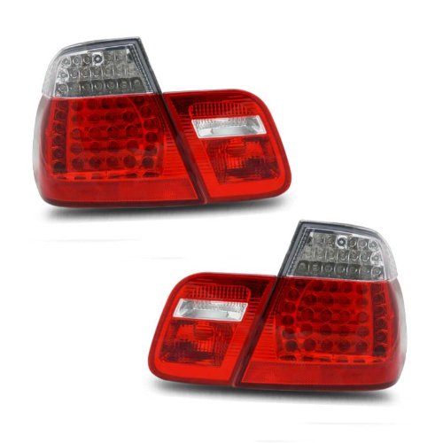 SPPC 4 Door L.E.D Taillights Red/Clear 4Pcs For Bmw 3 Series E46 - Passenger and Driver Side Tail Light Assemblies SPPC 03-B39801TLED4D