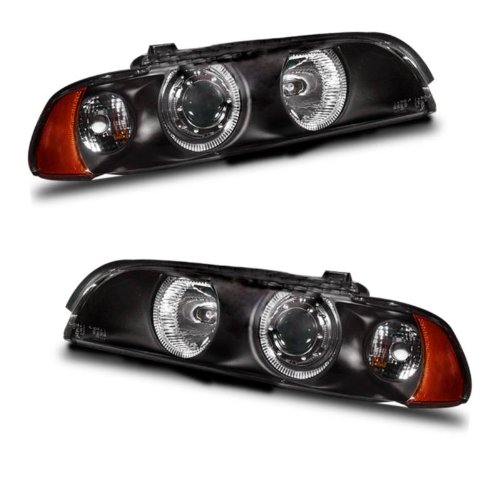 SPPC Projector Headlights Halo Black Amber Reflector For BMW 5 Series E39 - Passenger and Driver Side Headlight Assemblies SPPC 02-AZ-B595-PBC-R-A
