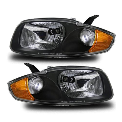 SPPC Crystal Headlights Black Amber For Chevy Cavalier - Passenger and Driver Side Headlight Assemblies SPPC 02-AZ-CC03-B-A