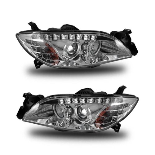SPPC Projector Headlights Chrome Amber(Led Parking& Led Signal Design) For Mazda 3 4Door - Passenger and Driver Side Headlight Assemblies SPPC 02-AZ-M304-PCC-4D-A