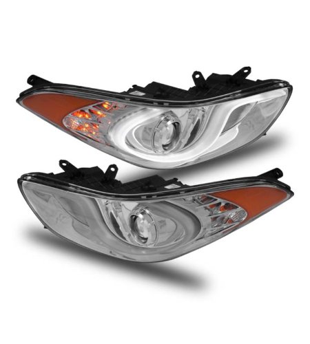 SPPC Projector Plank Style Headlights Chrome Amber For Hyundai Elantra - Passenger and Driver Side Headlight Assemblies SPPC 02-AZ-YE11-PCC-P-A