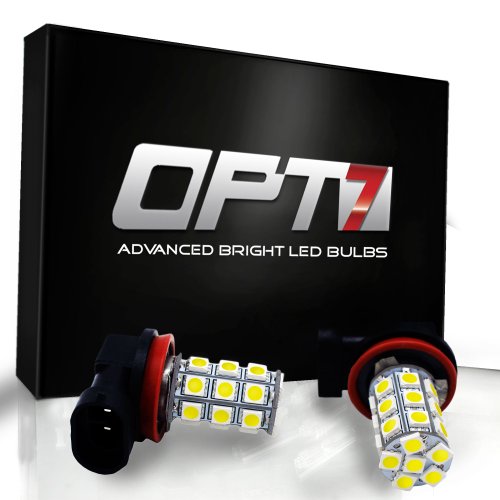 OPT7 H7 Advanced Bright 27-SMD LED Fog Light Bulbs - 6000K Cool White - Plug-n-Play (Pack of 2) Bulbs OPT7 H7-OPT727SMD-WH